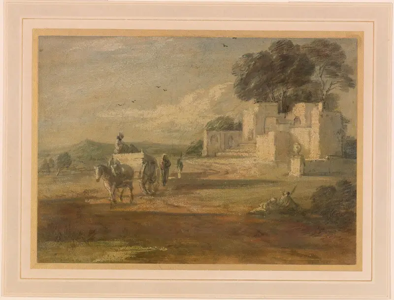 Landskap med häst och kärra, och ruin av Thomas Gainsborough