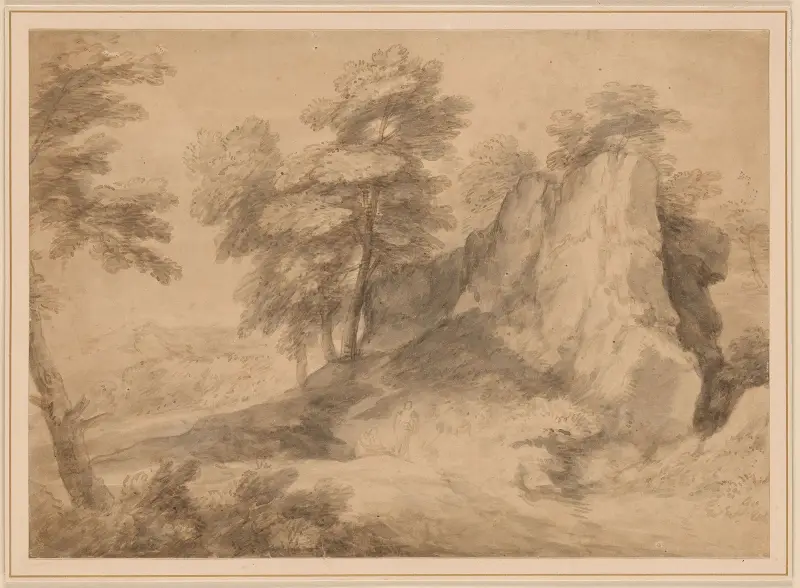 Felsige Waldlandschaft mit Figuren von Thomas Gainsborough