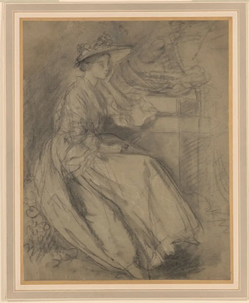 Studie av en sittande kvinna vid en sockel av Thomas Gainsborough
