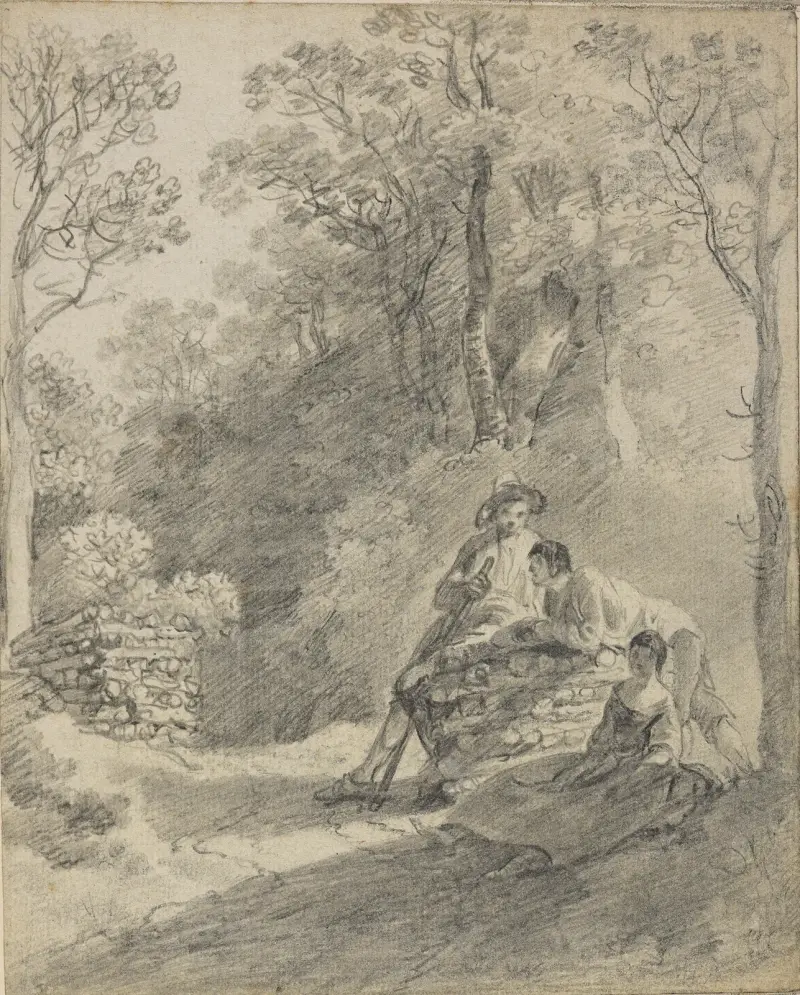 Skogslandskap med figurer, 1752 av Thomas Gainsborough