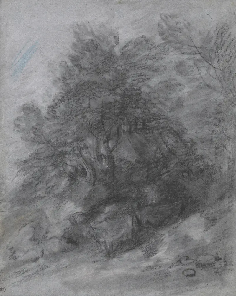 Bewaldete Landschaft mit Hirte, Kühen und Hütte von Thomas Gainsborough