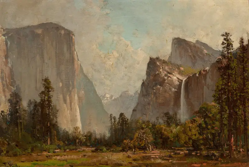 Bramy Yosemite i wodospad Bridal Veil, Thomas Hill