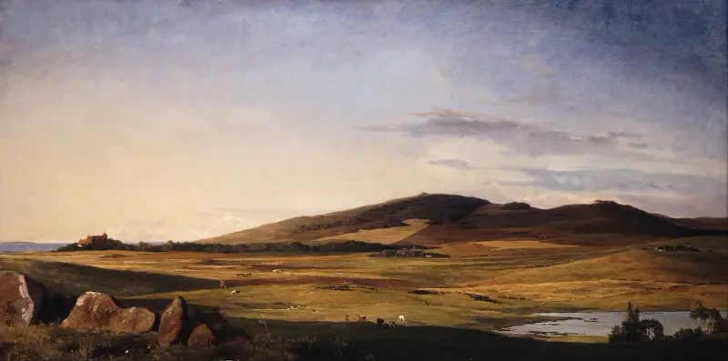 Seeländische Landschaft. Blick von Bjerresø Mark auf Vejrhøj und Schloss Dragsholm von Johan Thomas Lundbye