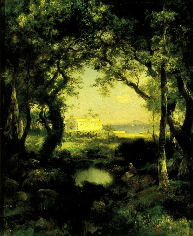 En mexikansk hacienda, sjön Cuitzeo av Thomas Moran