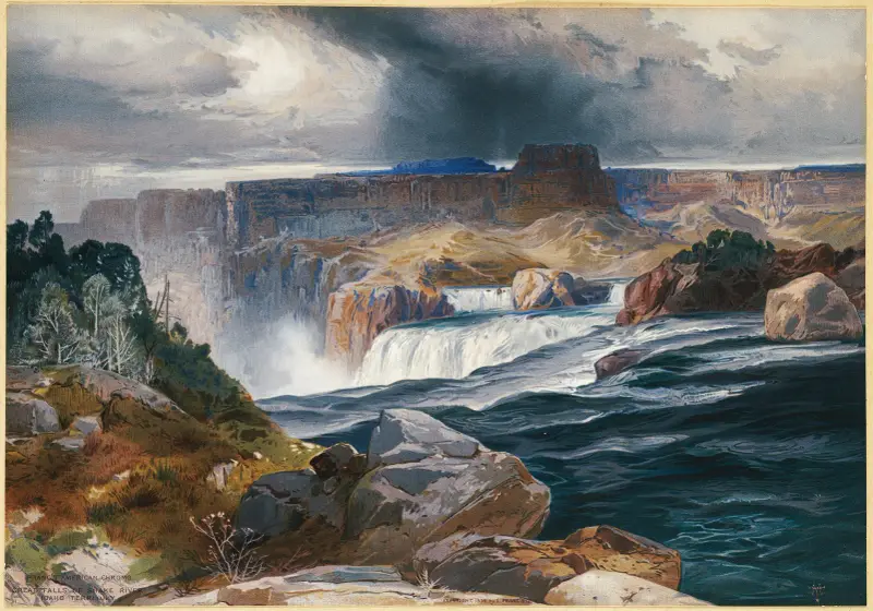 Die großen Wasserfälle des Snake River, Idaho-Territorium, 1876 – Nr. 2 von Thomas Moran