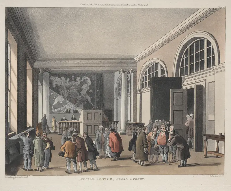 Excise Office, Broad Street, Thomas Rowlandson