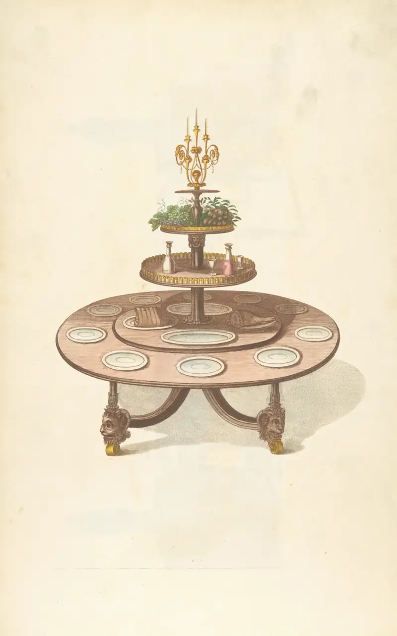 Three tiered dining table. av Thomas Sheraton