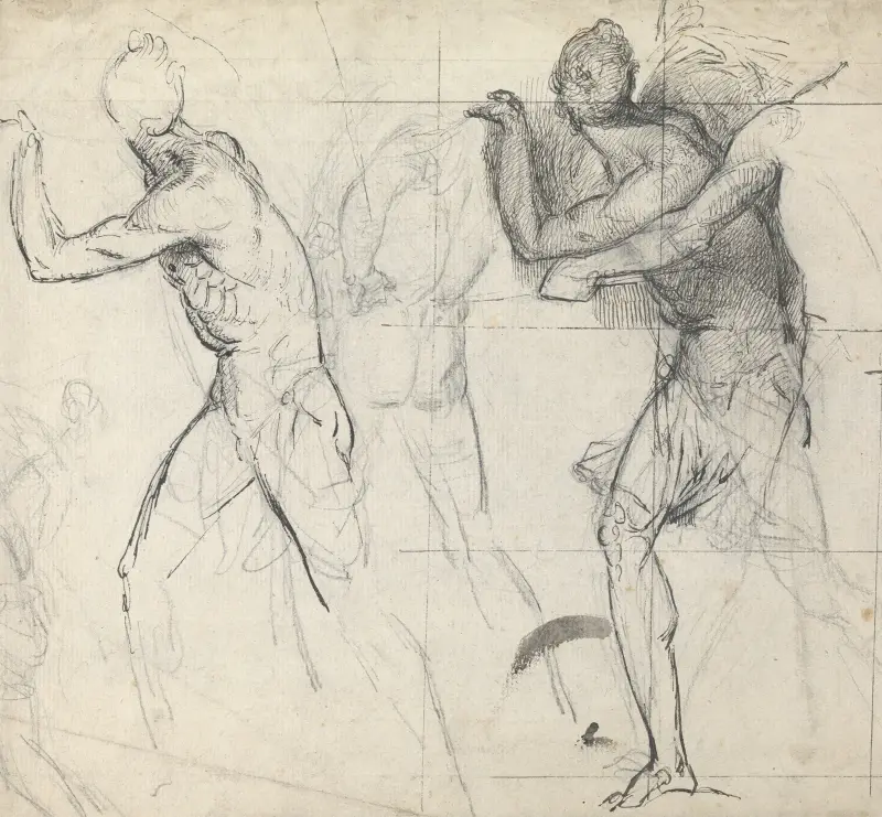 Skiss av klassiska figurer i rörelse av Thomas Stothard