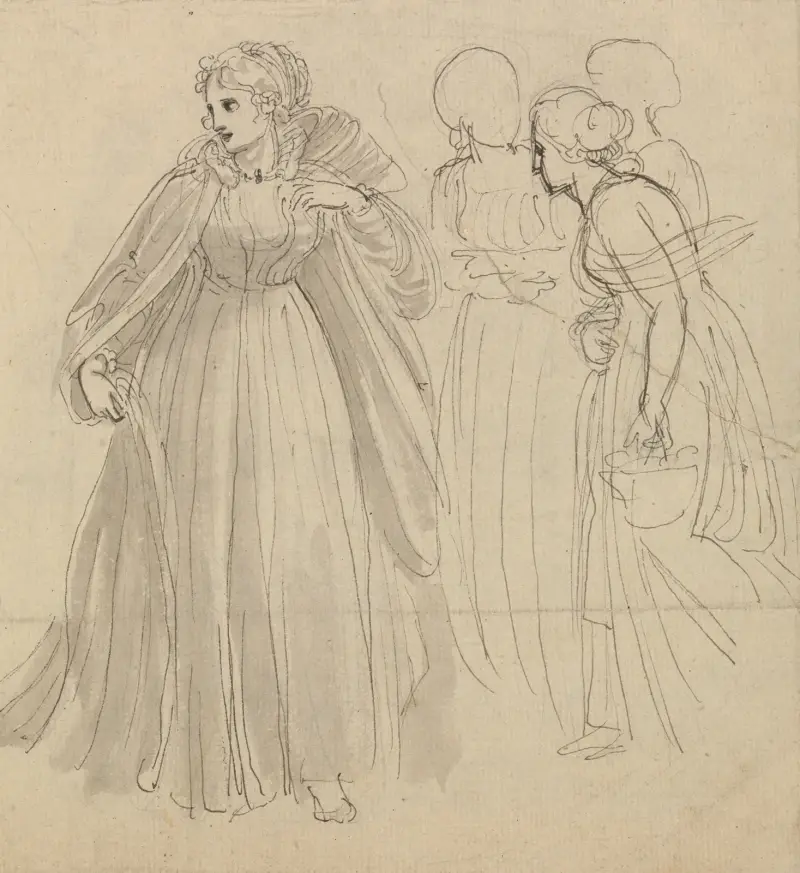 Studie k ilustraci – princezna se svou družinou, Thomas Stothard