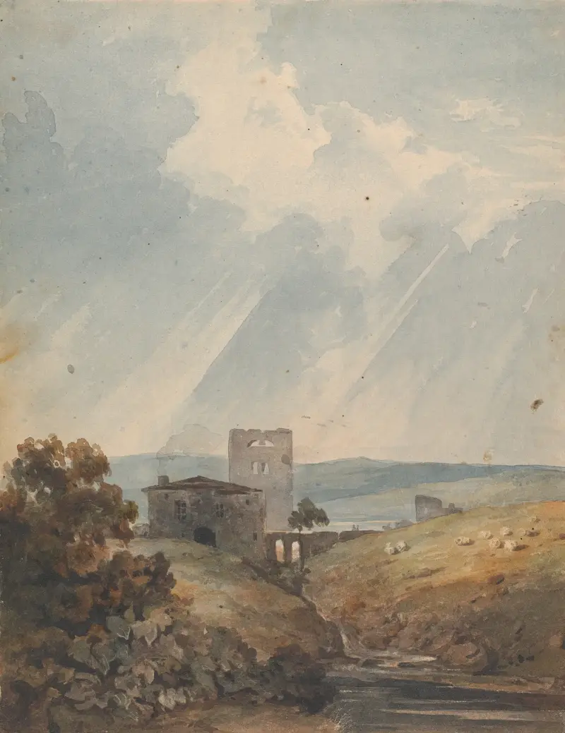 Landscape with Castle, Hills and Mountains av Thomas Sully