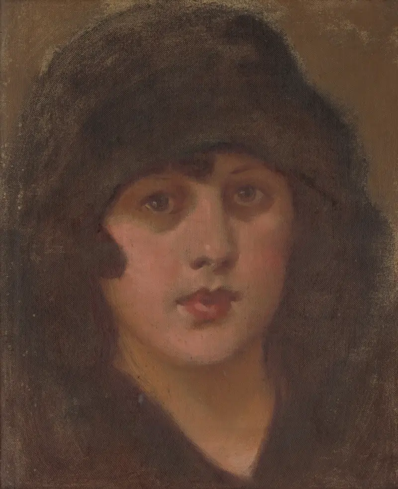 Lady in a black hat av Milan Thomka Mitrovský