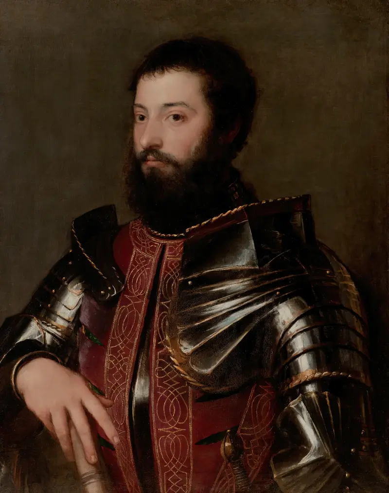 Porträtt av en man i rustning av Titian