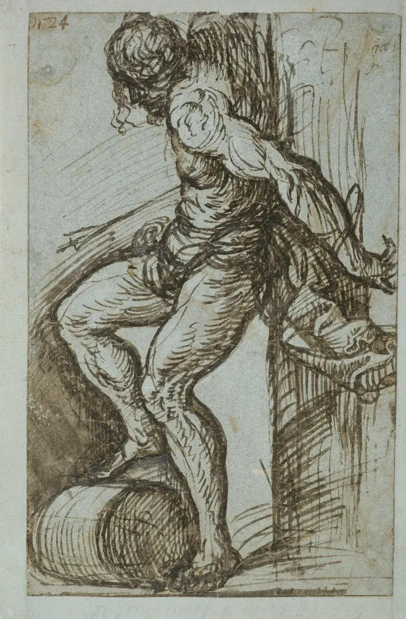 Förstudie till den helige Sebastian i högaltaret i SS. Nazaro e Celso, Brescia av Titian