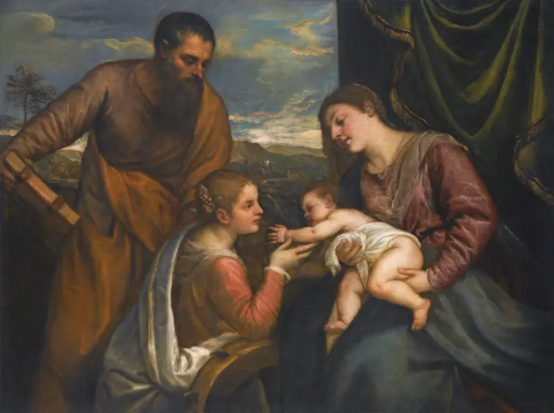 Madonna mit Kind und den Heiligen Lukas und Katharina von Alexandria von Titian