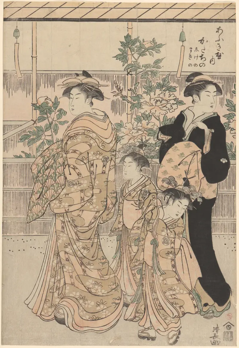 Pioner på Nakanochô-gatan i Yoshiwara, 1789 – nr 2 av Torii Kiyonaga