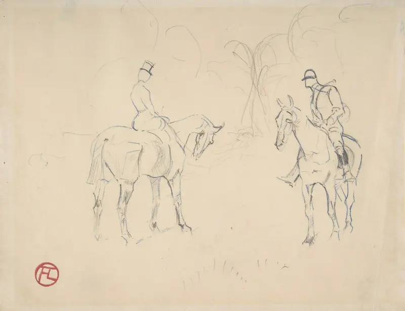 En kvinna och en man till häst av Henri de Toulouse-Lautrec