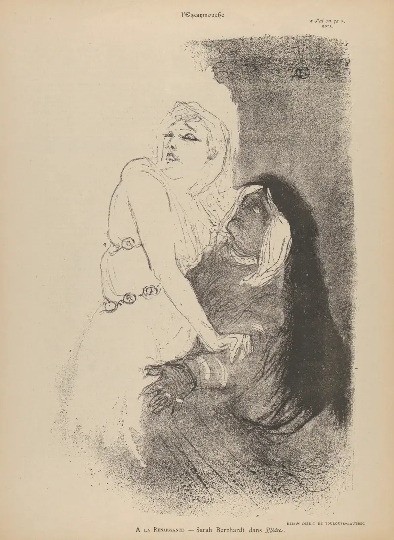Am Théâtre de la Renaissance; Sarah Bernhardt in Phèdre von Henri de Toulouse-Lautrec