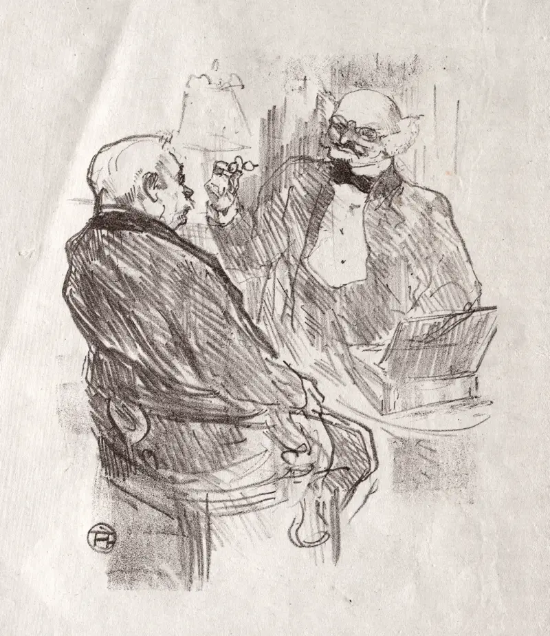 Vid foten av Sinai; Georges Clemenceau och ögonläkaren Mayer av Henri de Toulouse-Lautrec