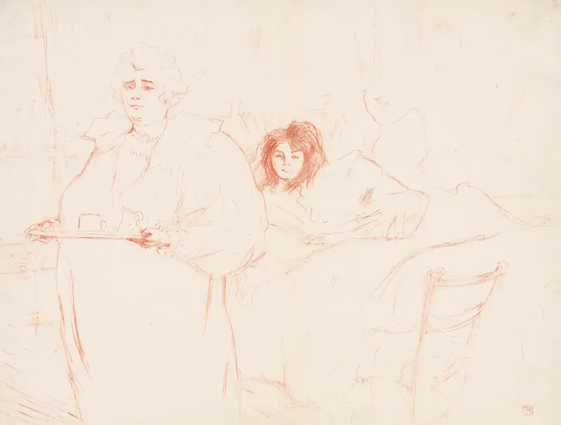 Elles: Kvinna bärande en bricka, Mme. Baron och Mlle. Popo av Henri de Toulouse-Lautrec