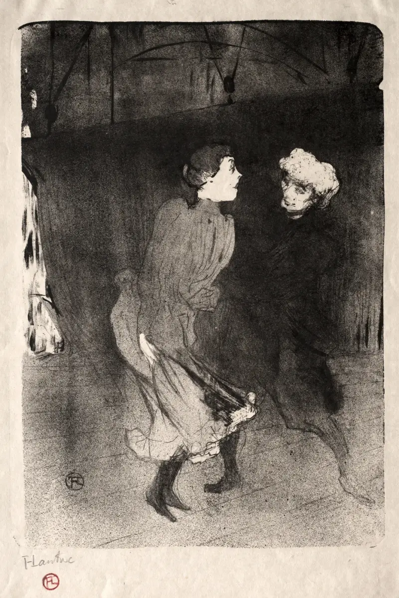 Emilienne d'Alecon och Mariquita från Folies-Bergère av Henri de Toulouse-Lautrec