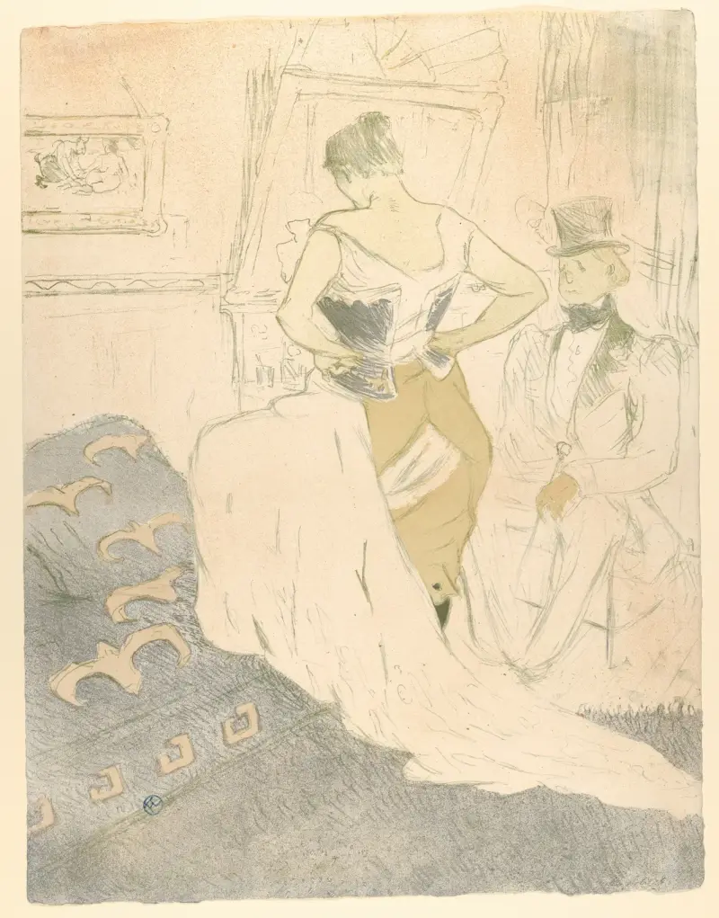 Das Schnüren eines Korsetts von Henri de Toulouse-Lautrec