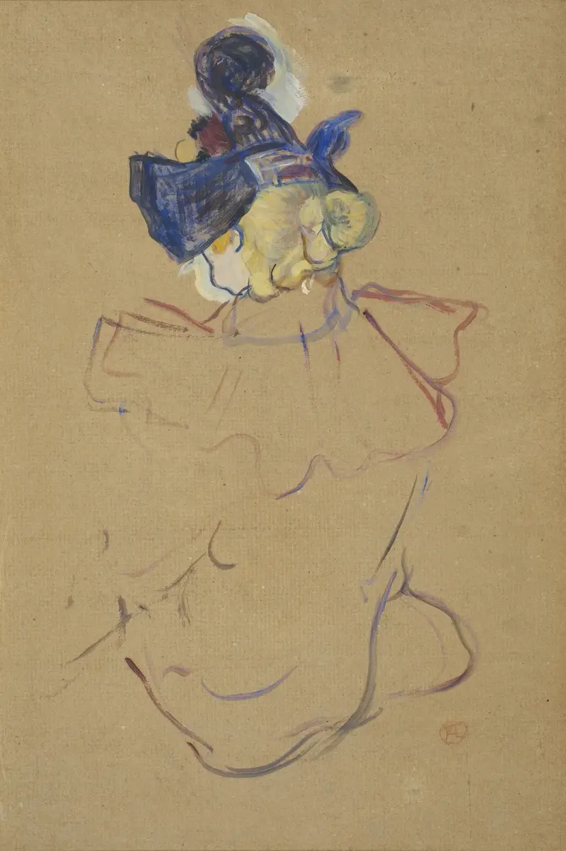 Sittande kvinna bakifrån – studie till 'Au Moulin Rouge' av Henri de Toulouse-Lautrec