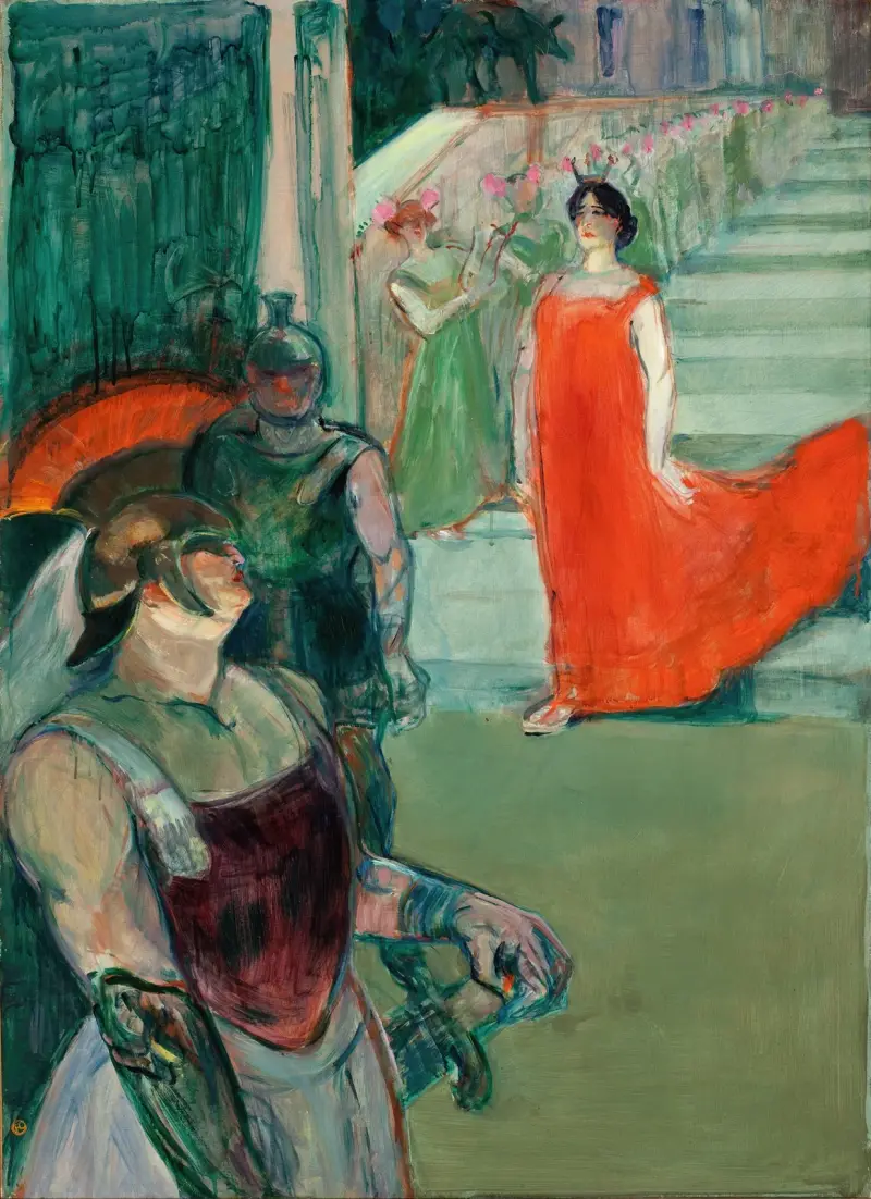 Operan 'Messalina' i Bordeaux (Messaline går nedför trappan kantad av statister) av Henri de Toulouse-Lautrec