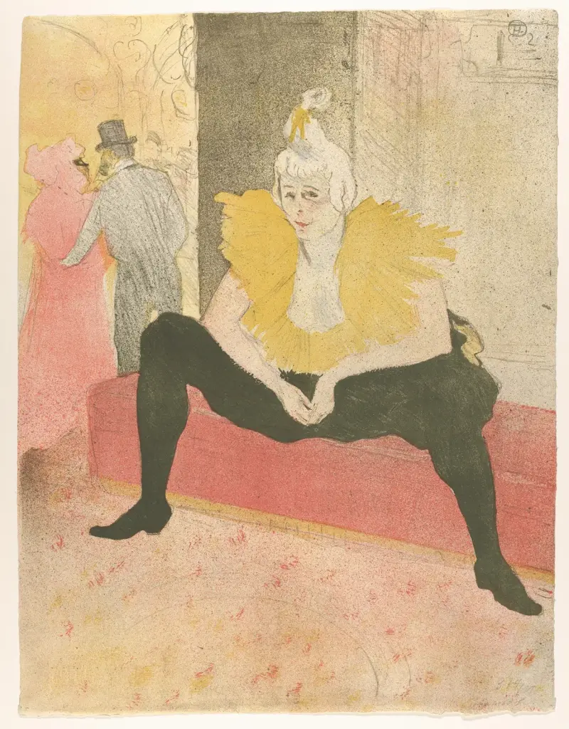 Den sittande clownen (Mademoiselle Cha-u-ka-o) av Henri de Toulouse-Lautrec
