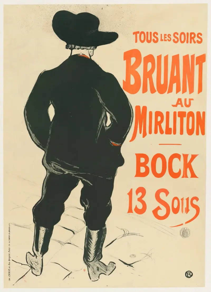 Varje kväll Bruant på Mirliton – Bock 13 sous av Henri de Toulouse-Lautrec