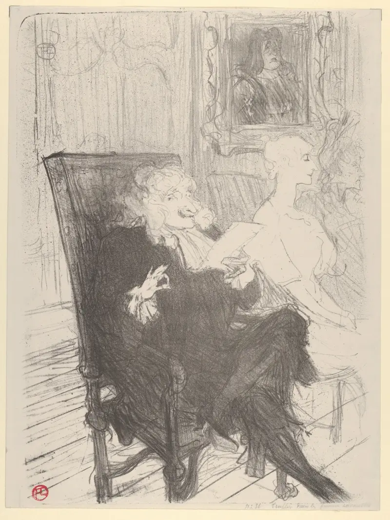 Truffier och Moreno i ”Lärda damer” av Henri de Toulouse-Lautrec