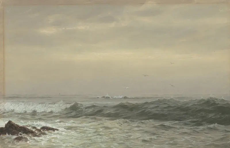 Felsen und brechende Wellen von William Trost Richards