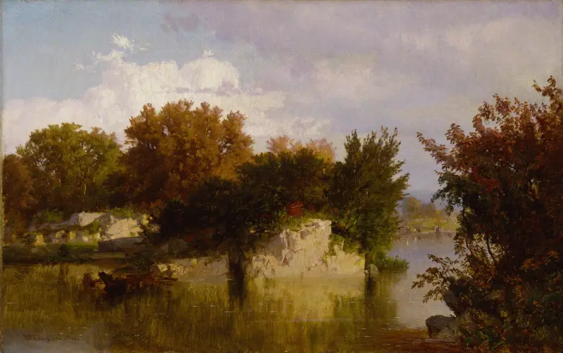 Bäume entlang eines Baches im Herbst von William Trost Richards