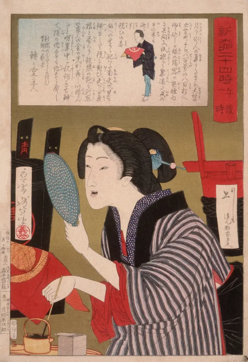 Geisha, die sich um 13 Uhr die Zähne schwärzt von Tsukioka Yoshitoshi