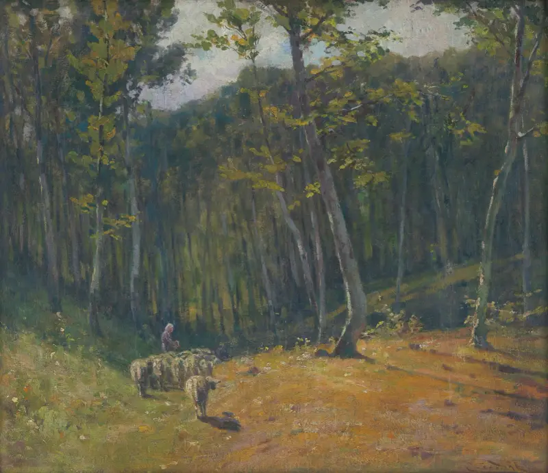 Wald mit Schafen von Ľudovít Čordák
