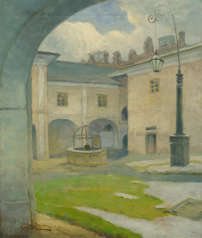Der Hof des Renaissance-Herrenhauses in Strážky von Ľudovít Čordák