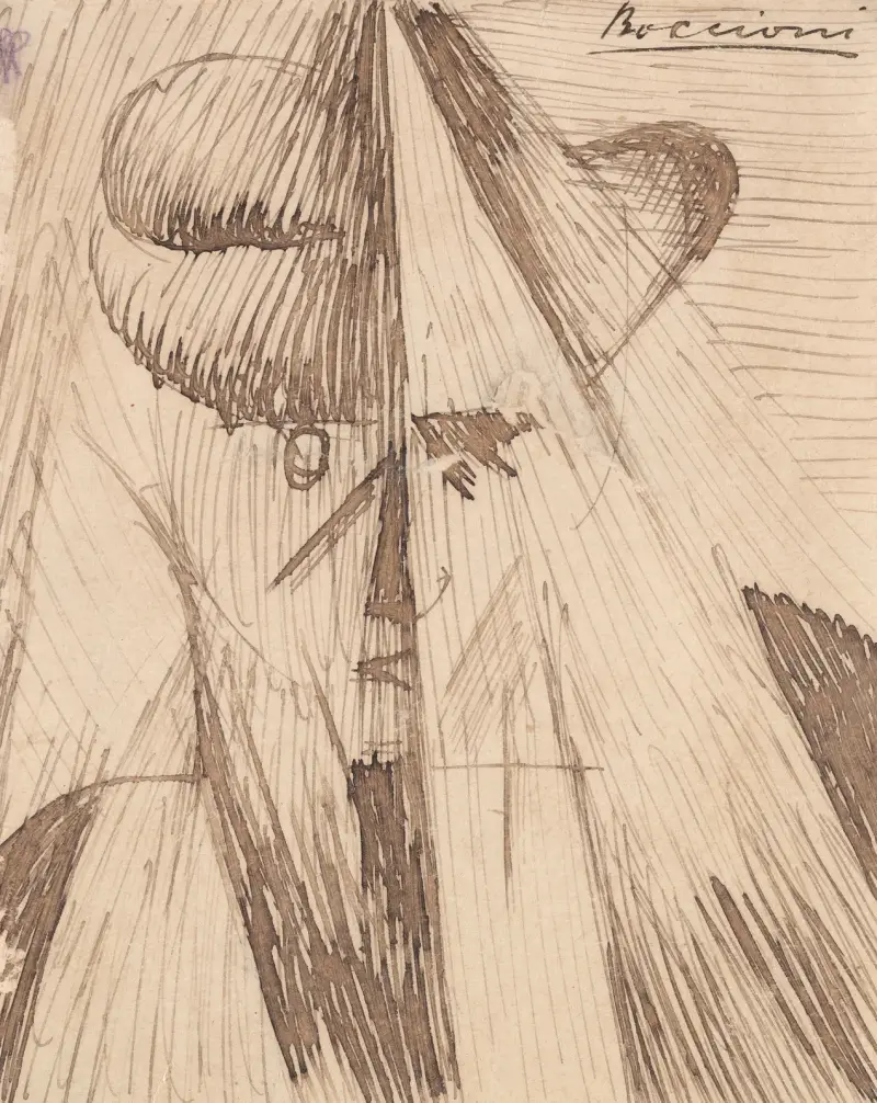 Hlava proti světlu (umělcova sestra), Umberto Boccioni