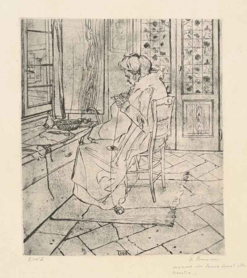 Min mor som arbetar av Umberto Boccioni