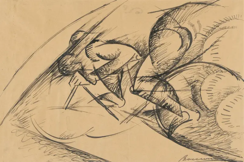 Studie för en cyklists dynamiska kraft I av Umberto Boccioni