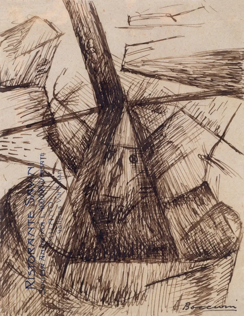 Studie till 'Fusion av ett huvud och ett fönster' av Umberto Boccioni