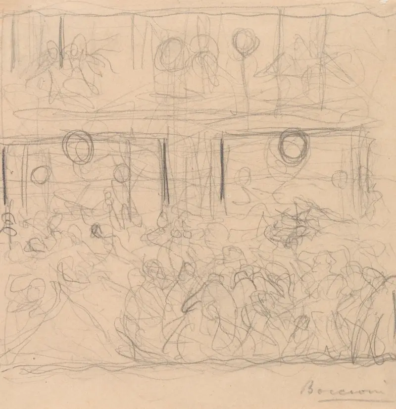 Study for ‘The Riot’ av Umberto Boccioni