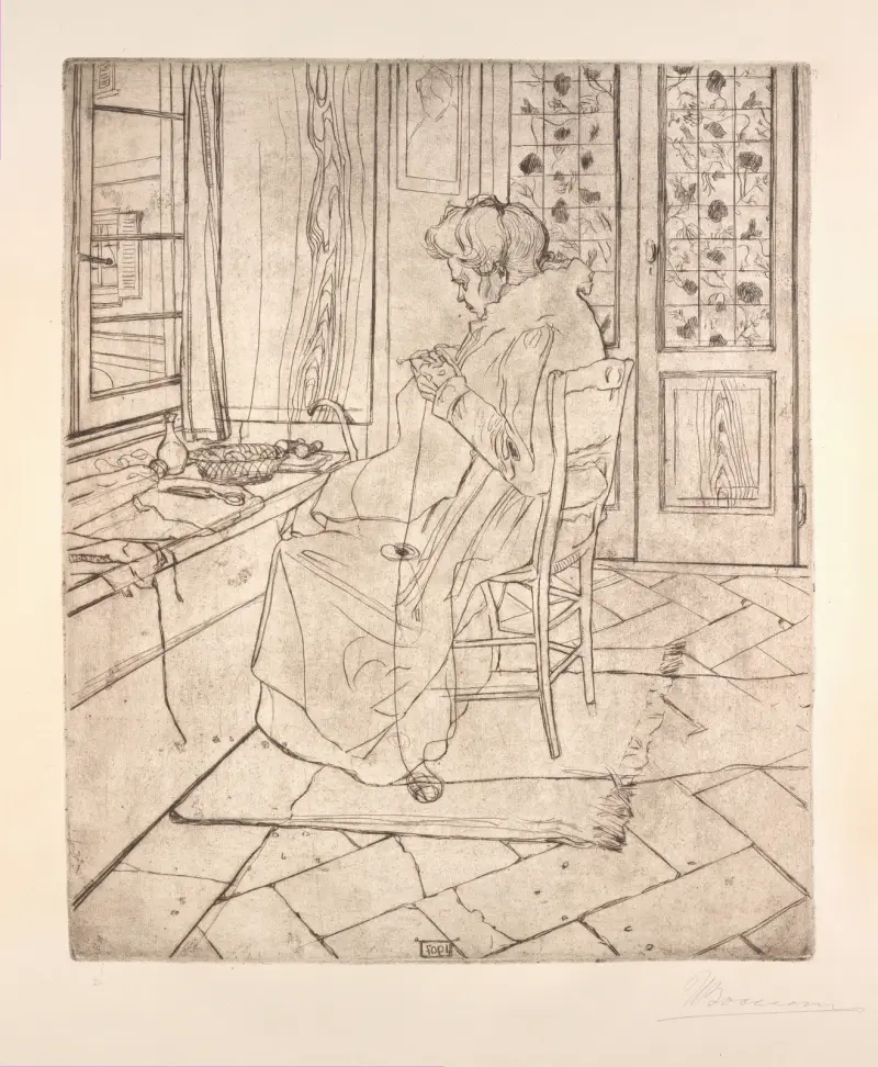 Konstnärens mor virkar av Umberto Boccioni