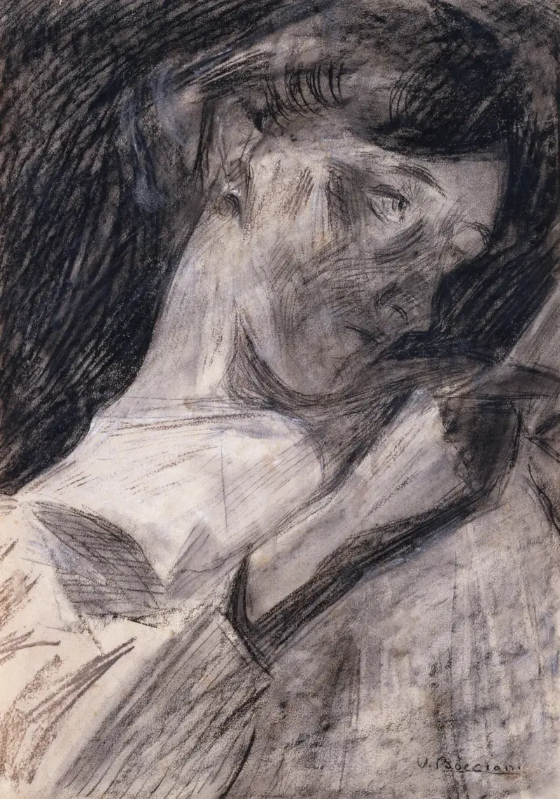 Ung kvinna som läser (Ines) av Umberto Boccioni