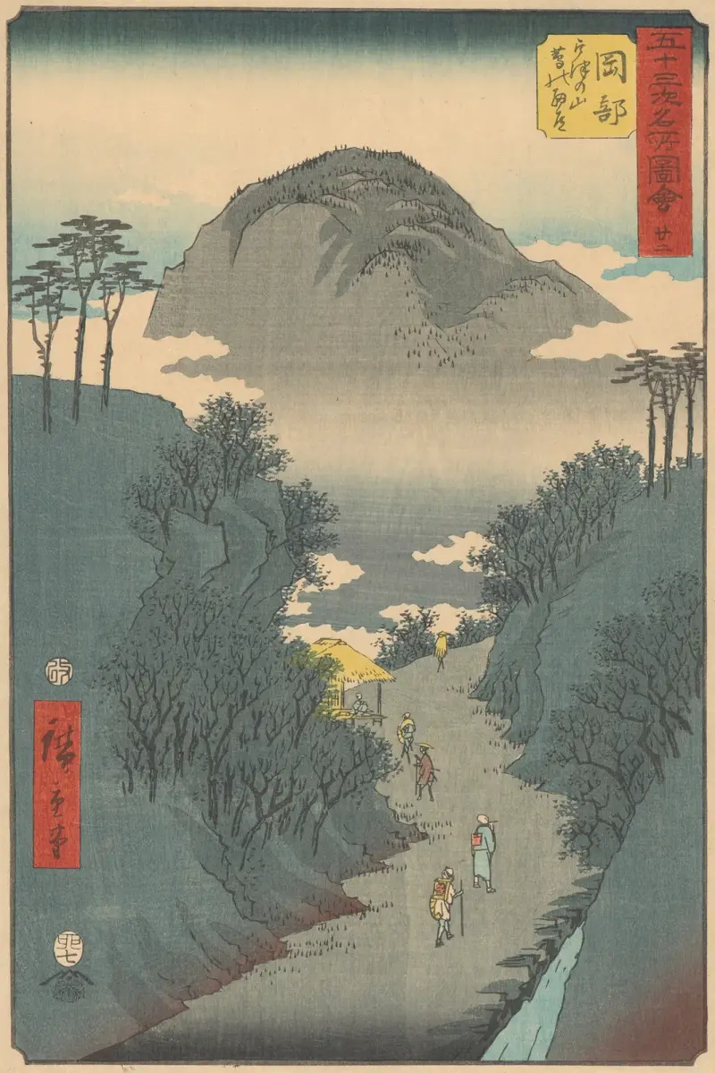 Okabe, 1855 av Utagawa Hiroshige