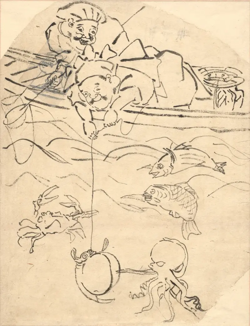Daikoku och Ebisu, två av de sju lyckogudarna av Utagawa Kuniyoshi