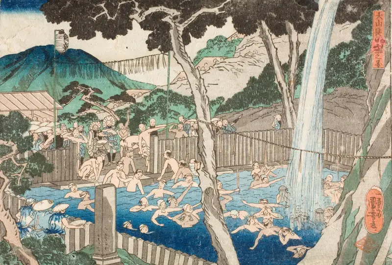 Rōben-Wasserfall am Berg Ōyama von Utagawa Kuniyoshi