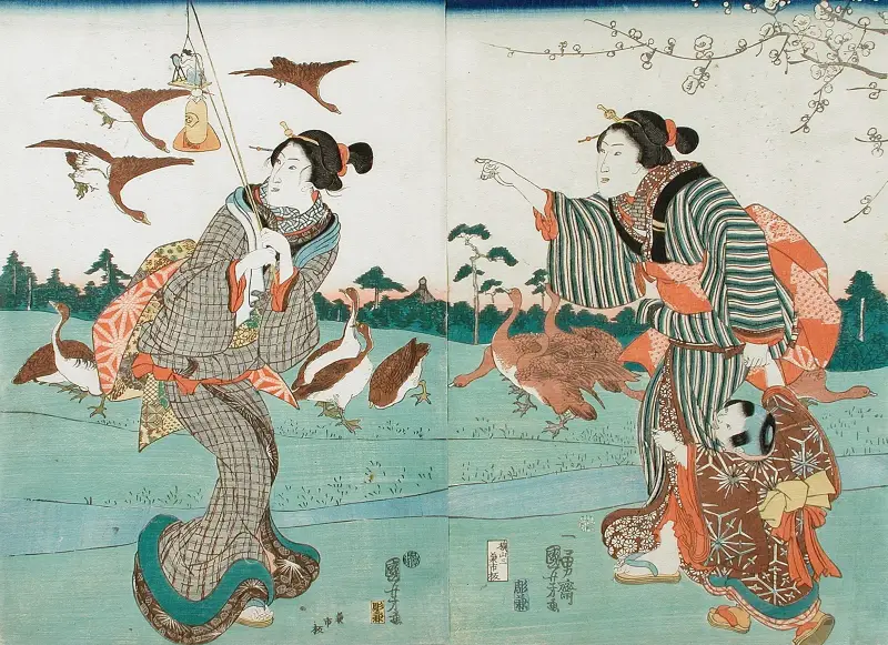 Vy över Yanagishima på våren av Utagawa Kuniyoshi