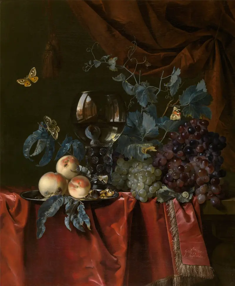 Frukt och ett glas vin av Willem van Aelst