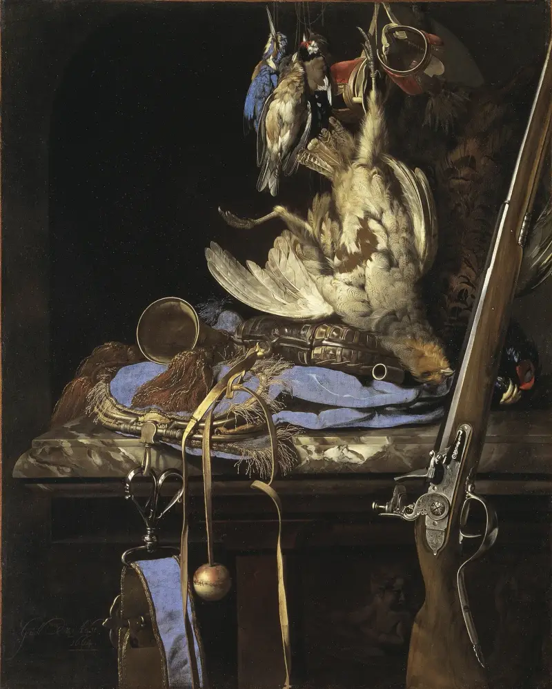 Stillleben mit Jagdgerät von Willem van Aelst