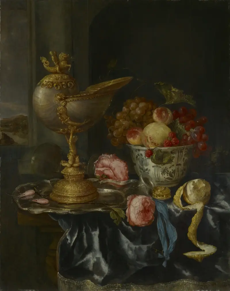 Bankettstilleben med pärlemorsnäcka av Abraham van Beyeren