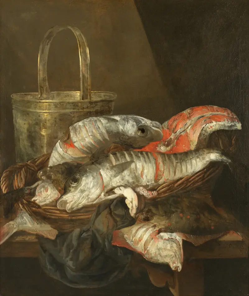 Stillleben mit Schellfisch und Scholle von Abraham van Beyeren